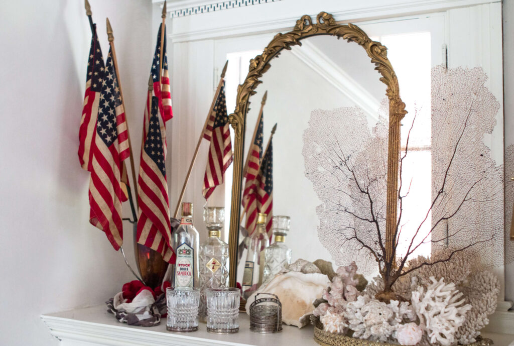 Patriotic glamour coral and brass